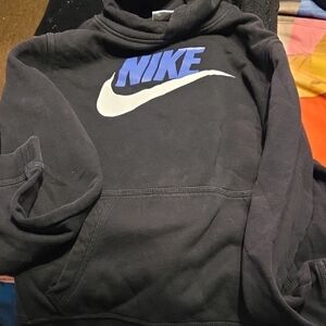 Nike Men's Blue and White Logo Sweater